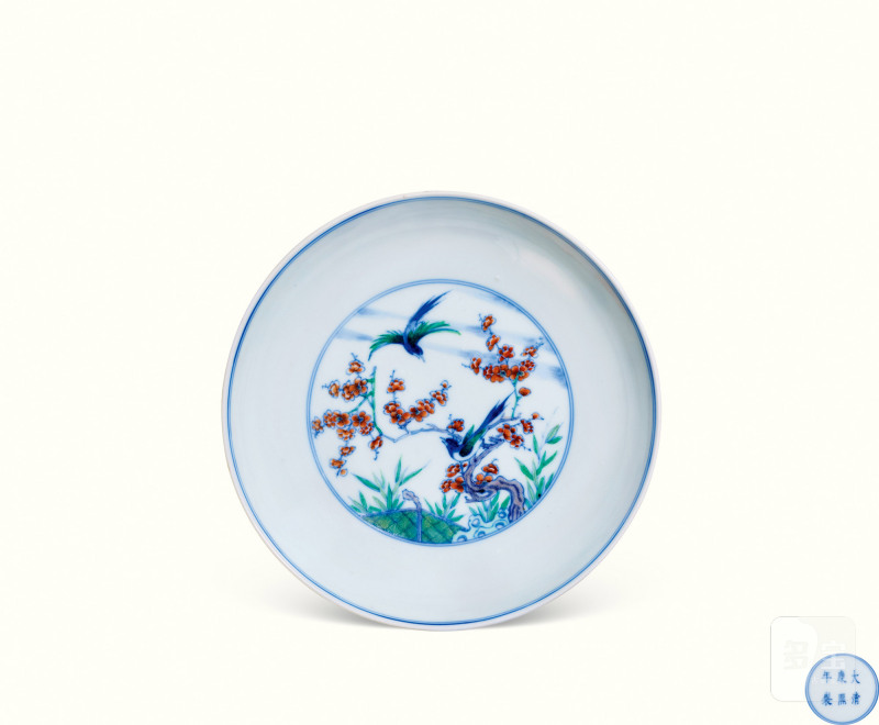 清康熙 斗彩花鸟纹盘